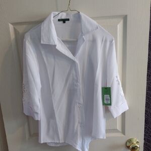 Goddess White Shirt with Lace Accents